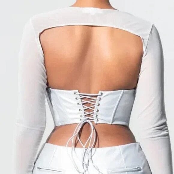 Sodah Spice Corset Top & Soft Mesh Cropped Sleeve SZ 12 - Picture 6 of 10